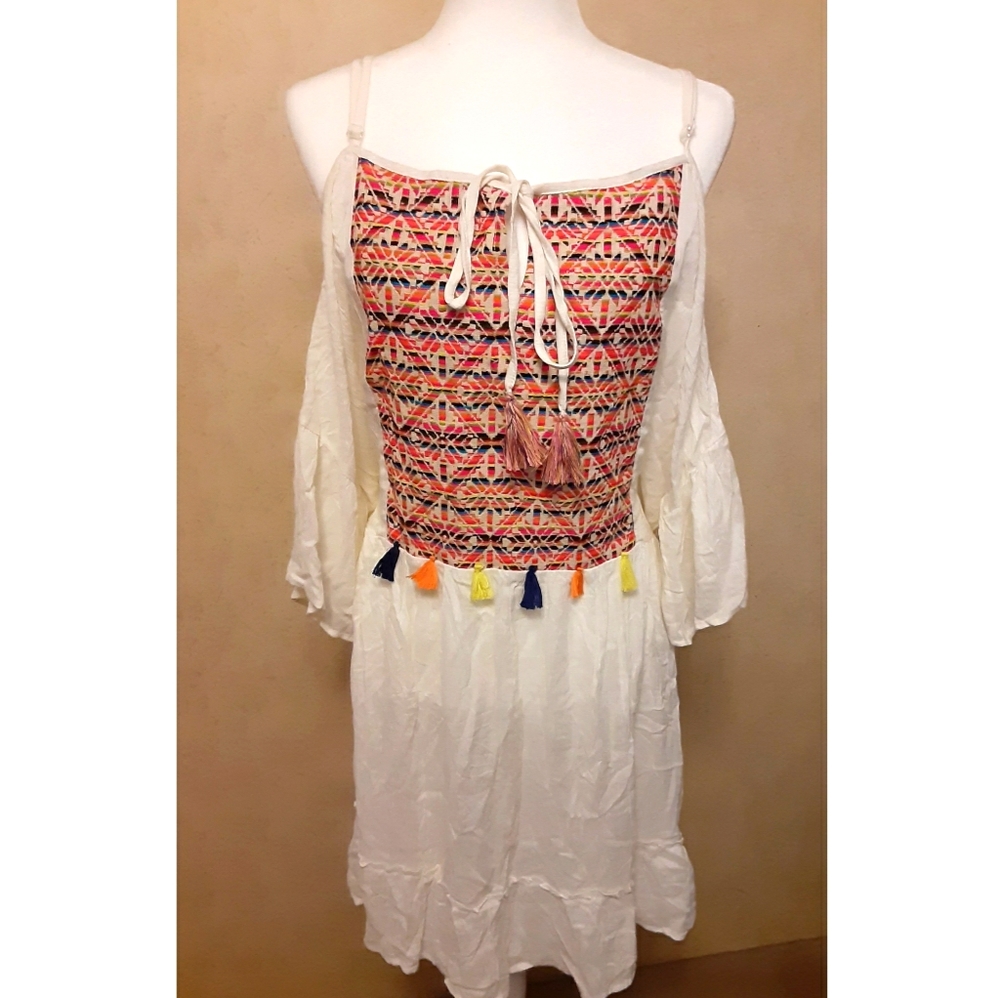 Velzera white cold shoulder dress